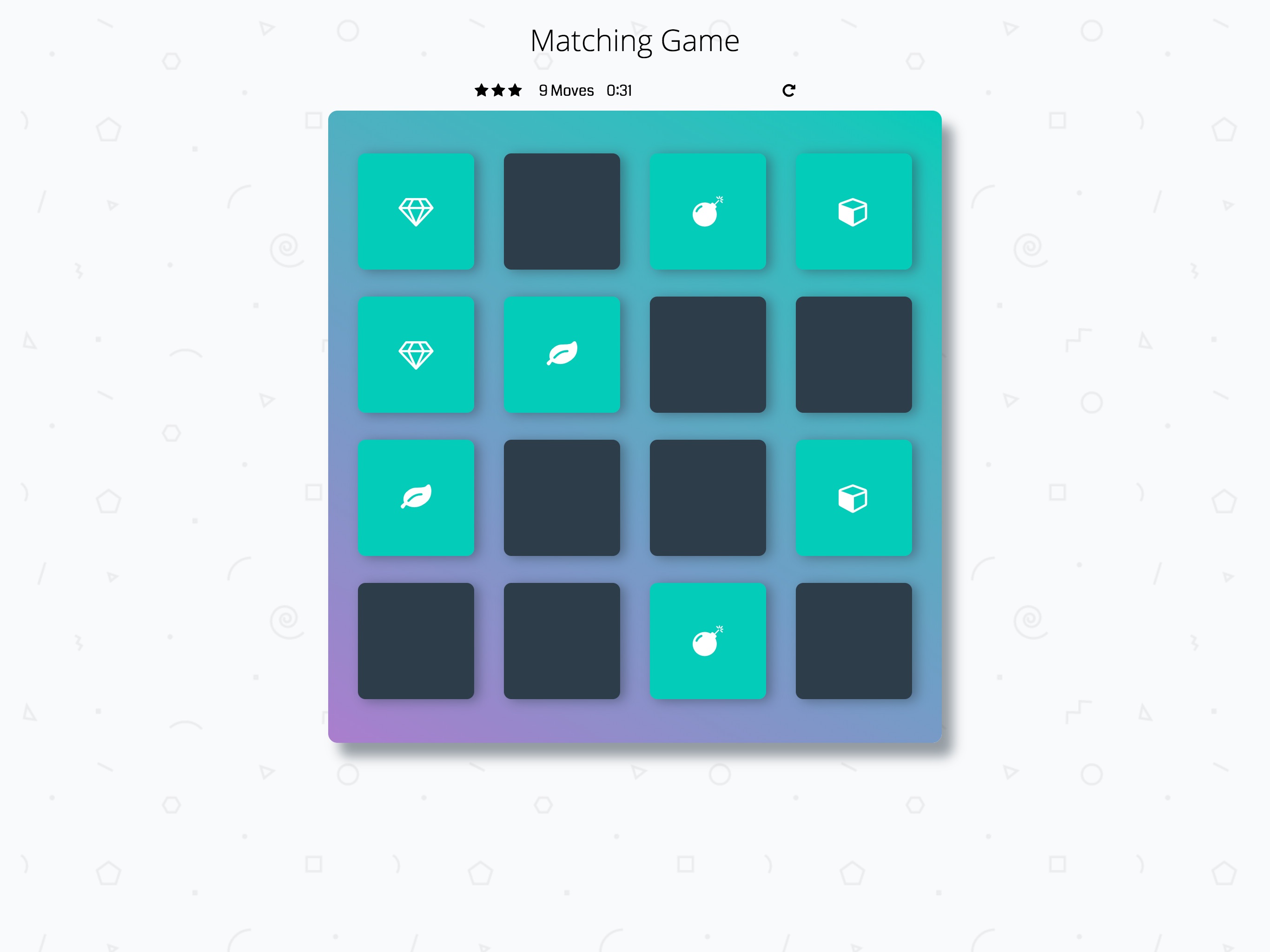 Memory Game start