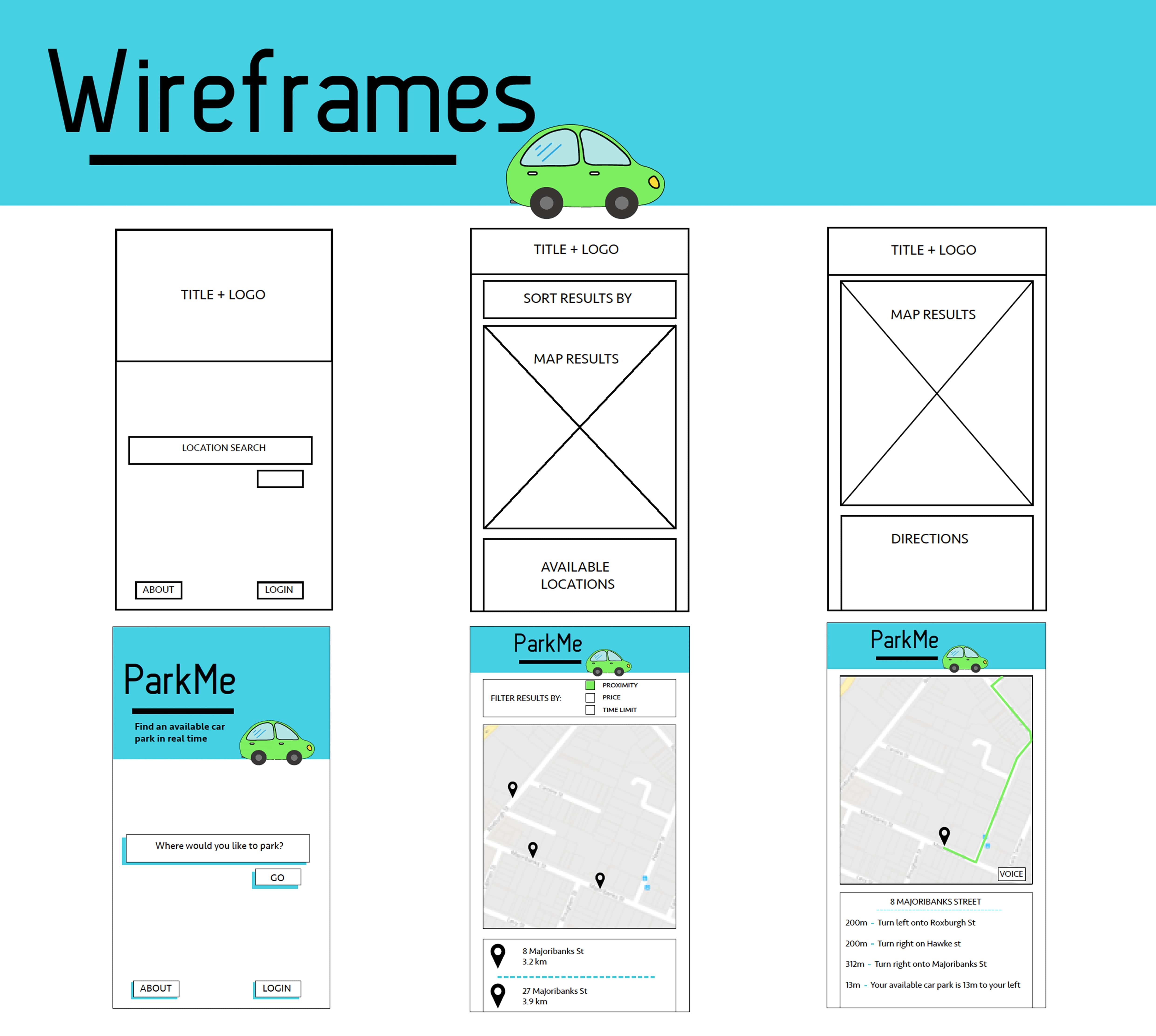 ParkMe Wireframes